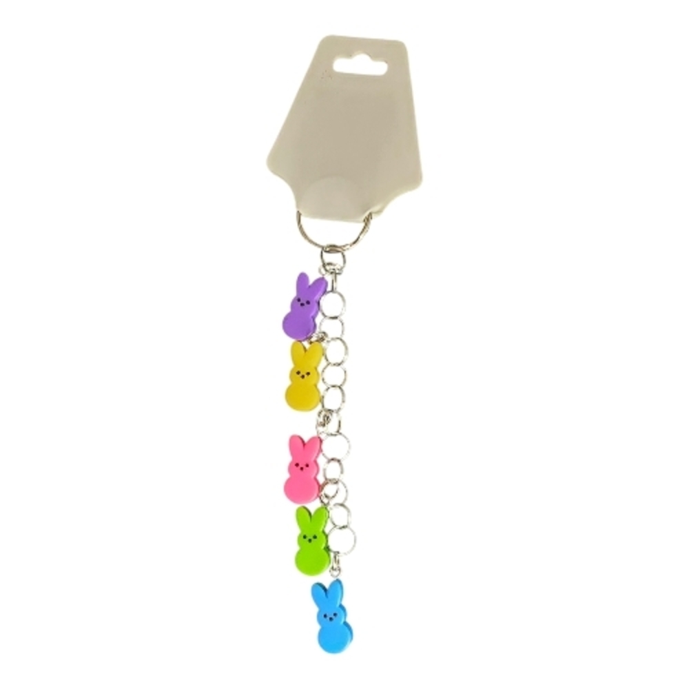 Handmade Bunny Peep Keychain Multicolor Easter Charm Keyring Cute Spring - Picture 5 of 5